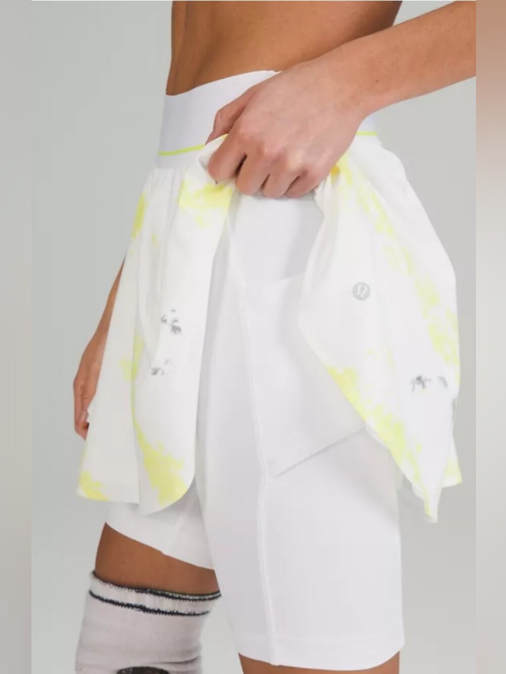 lululemon Court Rival High-Rise Skirt Skort Extended Liner White Tie Dye Sz 6
